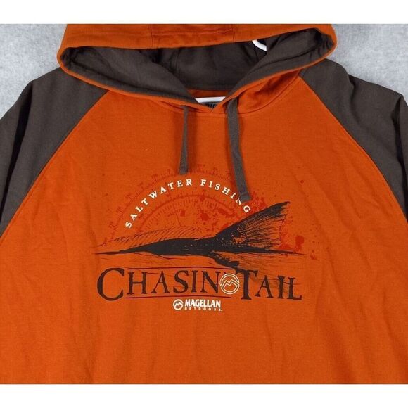 Magellan Hoodie Jacket Mens Xl Pullover Saltwater Redfish Chasin Tail Orange - Picture 3 of 7